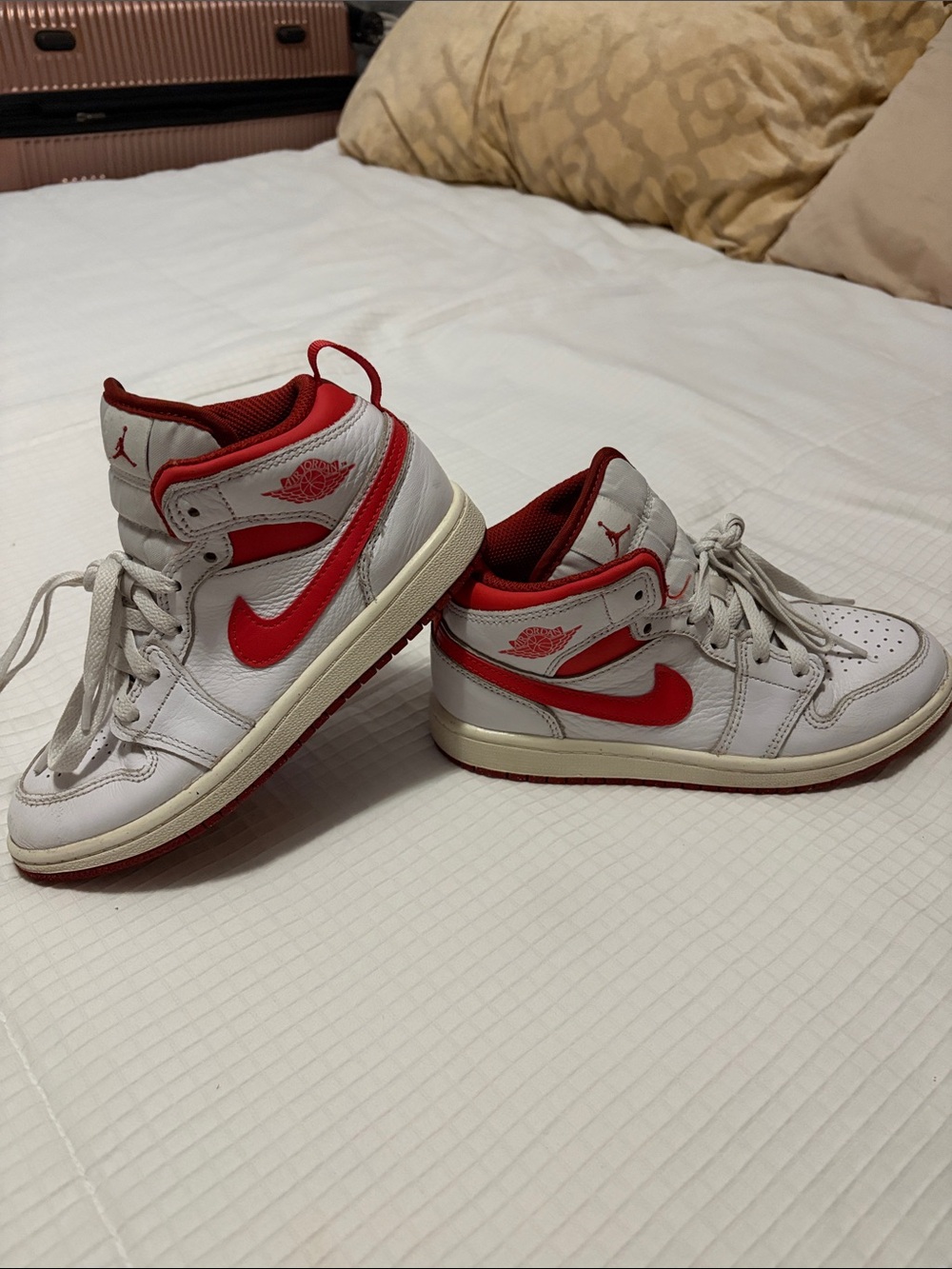 Nike Air Jordan 1 Mid - White/Red Men's Sneakers